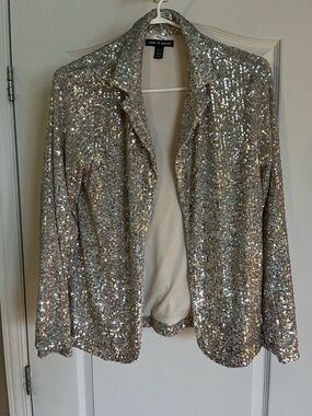 Silver sequin blazer